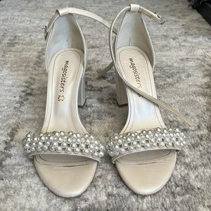 Pearl Bridal Block Heels, Ivory, sz 9